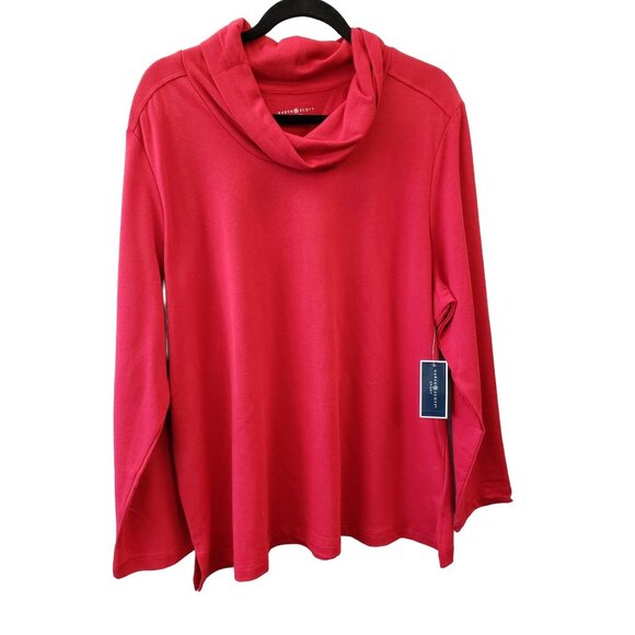 Karen Scott Cowl Neck Shirt Top Women's LARGE Red Soft Relaxed Oversized Fit NEW - Picture 5 of 10
